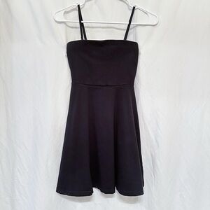Express Black Bandeau Thick Fabric Strapless Skater Mini Dress